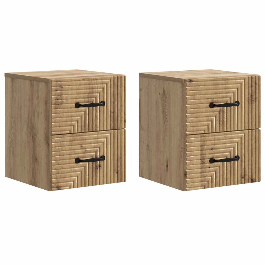 Wandbeugel Bedkast 2 pcs Artisanaal eiken 34,5 x 33 x 40 cm
