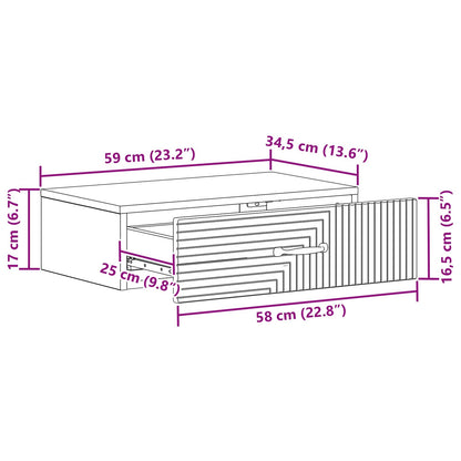 Wandmontage Zijtafel Zwart 59 x 34,5 x 17 cm Bewerkt hout