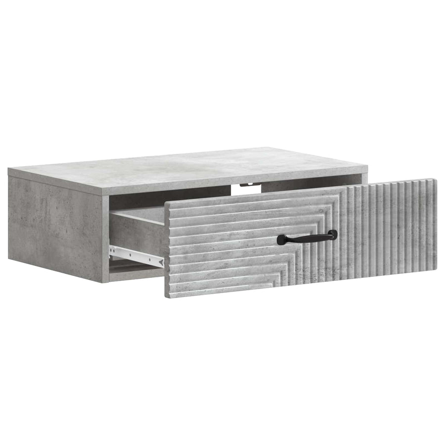 Wandmontage Zijtafel Betongrijs 59 x 34,5 x 17 cm Bewerkt hout