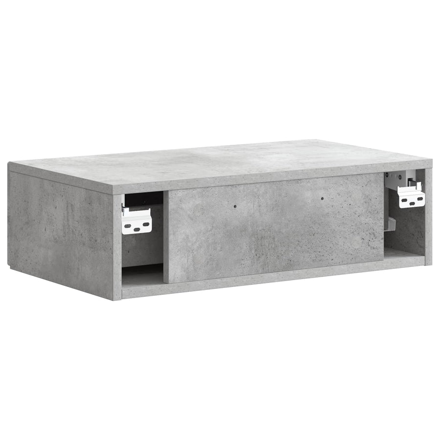 Wandmontage Zijtafel Betongrijs 59 x 34,5 x 17 cm Bewerkt hout