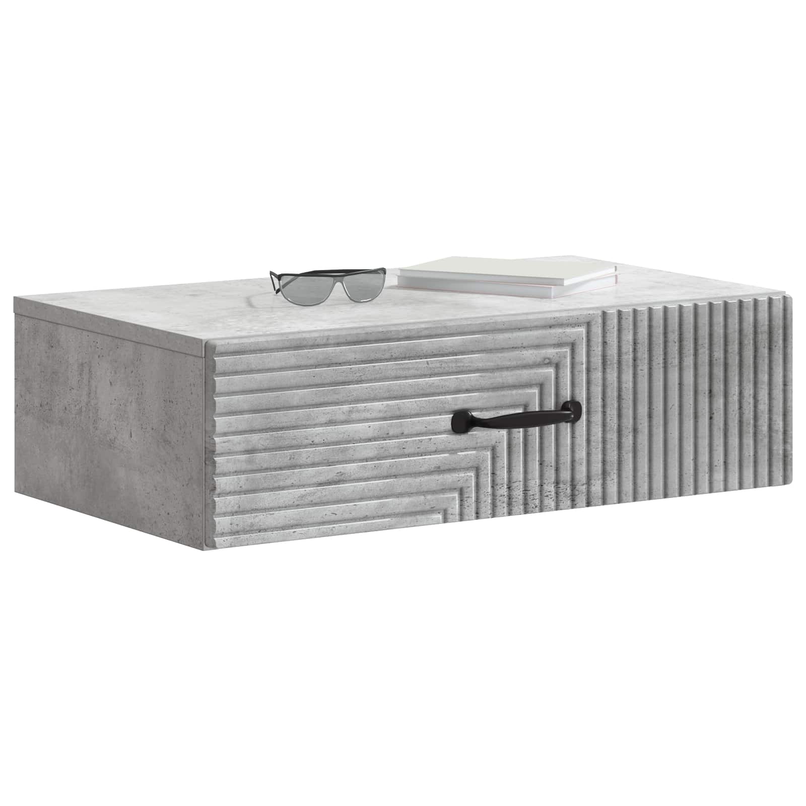 Wandmontage Zijtafel Betongrijs 59 x 34,5 x 17 cm Bewerkt hout