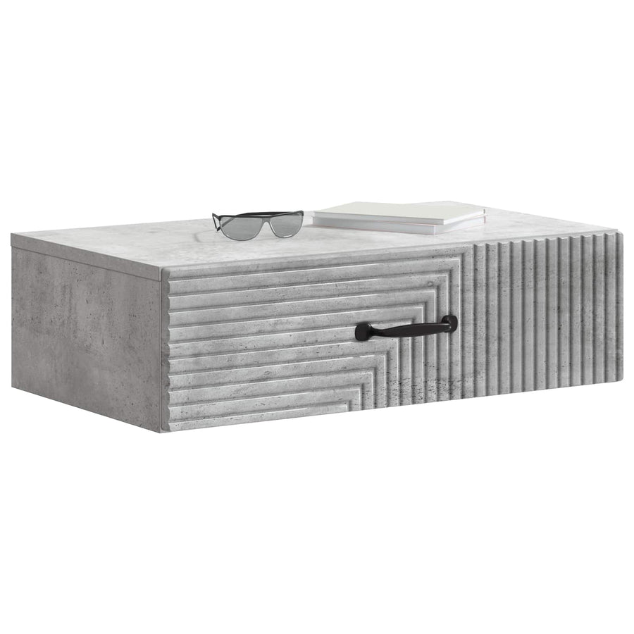 Wandmontage Zijtafel Betongrijs 59 x 34,5 x 17 cm Bewerkt hout