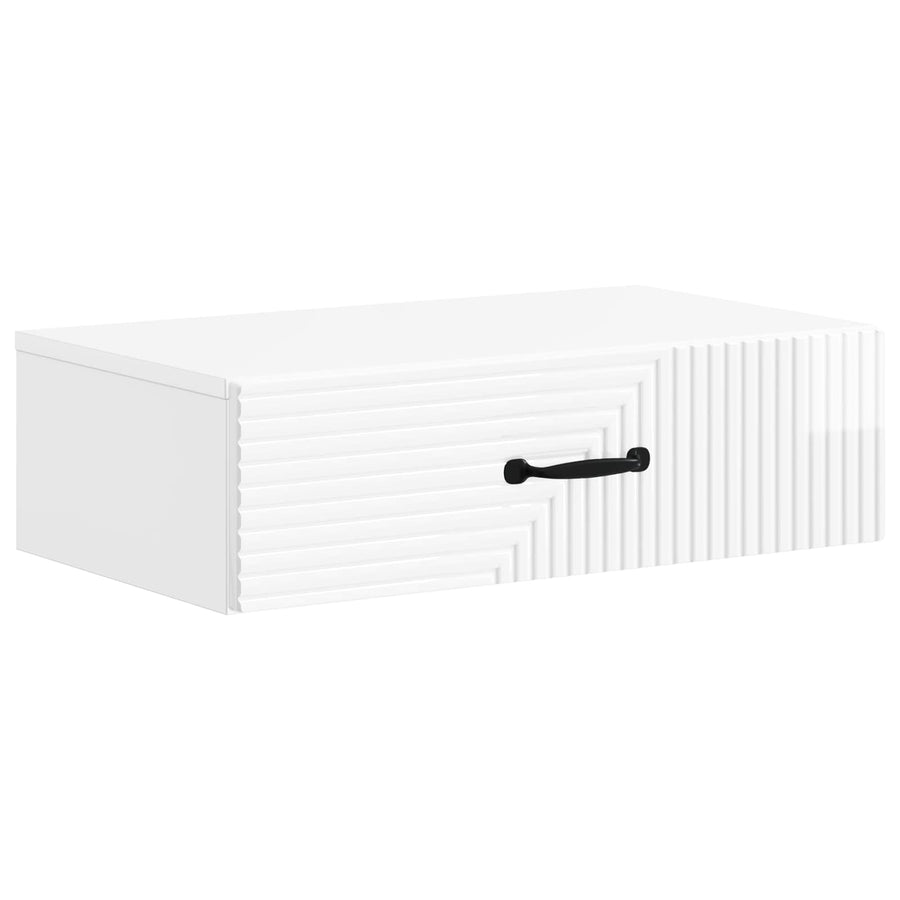 Wandmontage Zijtafel Hoogglans Wit 59 x 34,5 x 17 cm