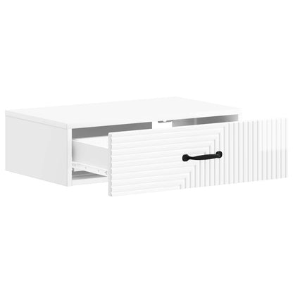 Wandmontage Zijtafel Hoogglans Wit 59 x 34,5 x 17 cm