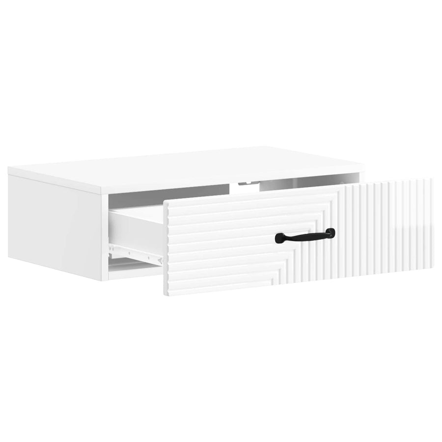 Wandmontage Zijtafel Hoogglans Wit 59 x 34,5 x 17 cm