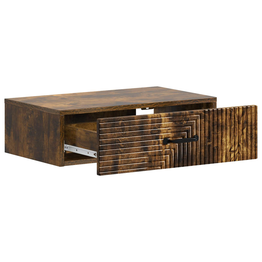 Wandmontage Zijtafel Gerookt eiken 59 x 34,5 x 17 cm