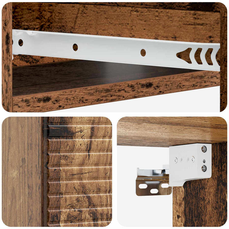 Wandmontage Zijtafel Oud hout 59 x 34,5 x 17 cm Bewerkt hout