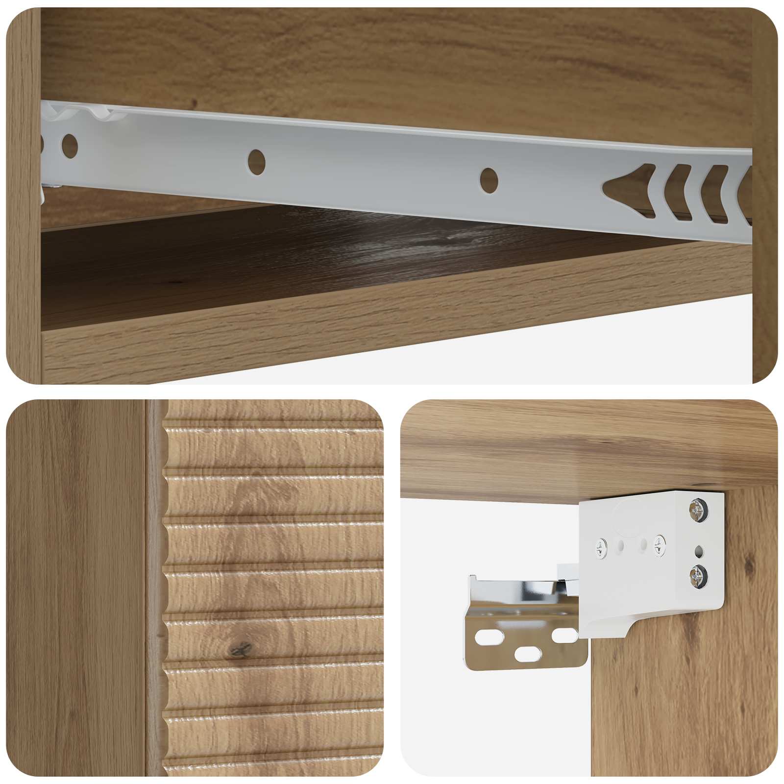 Wandmontage Zijtafel Artisanaal eiken 59 x 34,5 x 17 cm