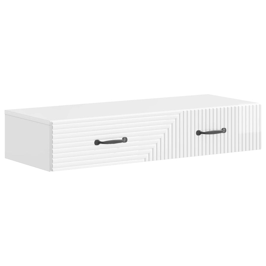 Wandmontage Zijtafel Hoogglans Wit 87,5 x 34,5 x 17 cm