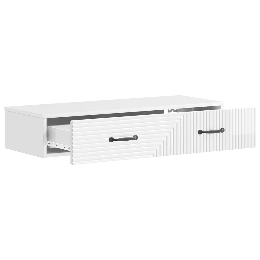 Wandmontage Zijtafel Hoogglans Wit 87,5 x 34,5 x 17 cm