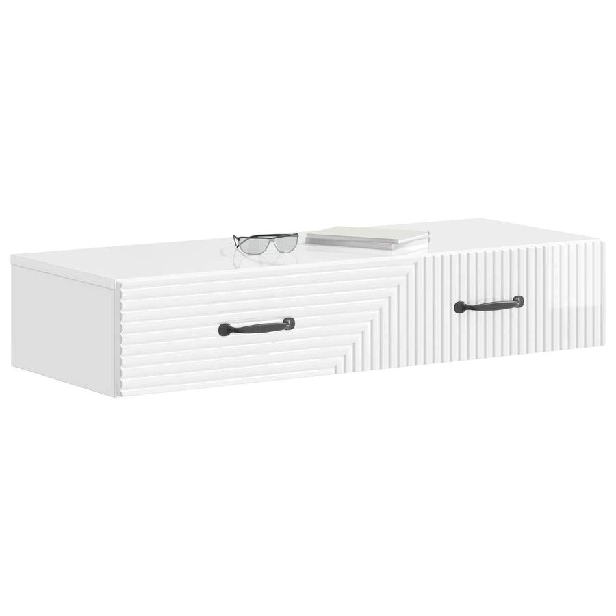 Wandmontage Zijtafel Hoogglans Wit 87,5 x 34,5 x 17 cm