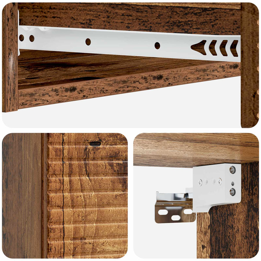 Wandmontage Zijtafel Oud hout 87,5 x 34,5 x 17 cm Bewerkt hout