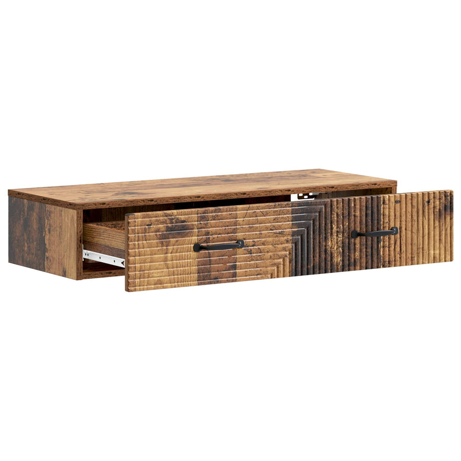 Wandmontage Zijtafel Oud hout 87,5 x 34,5 x 17 cm Bewerkt hout