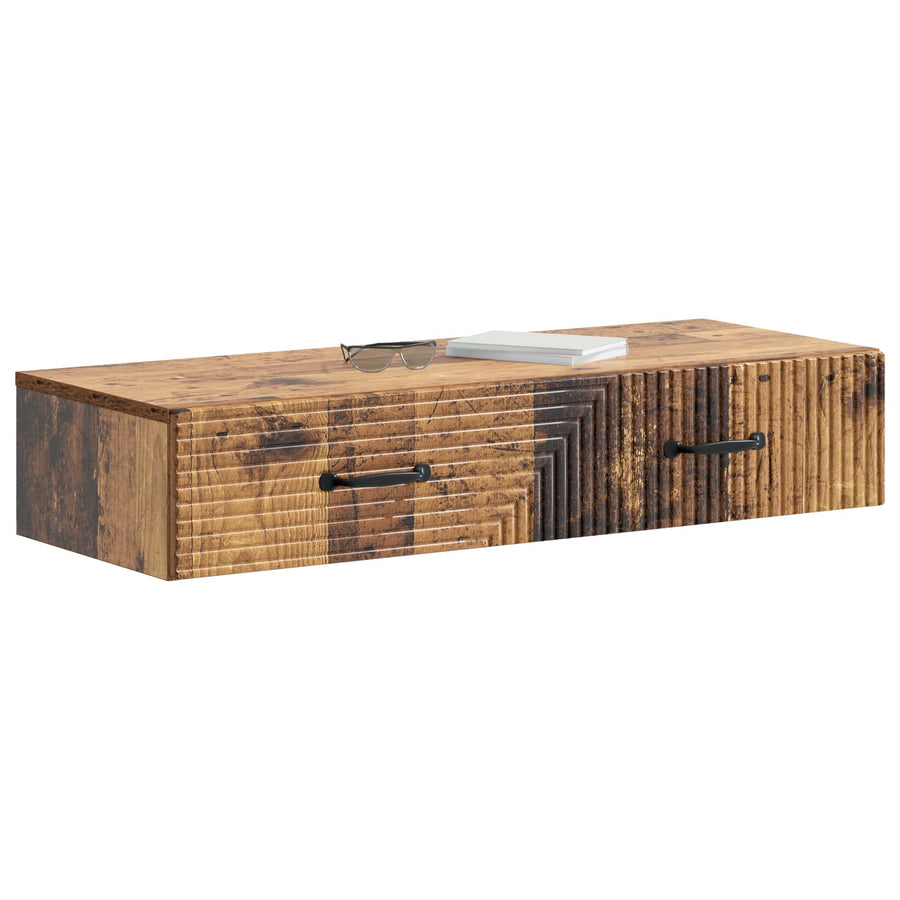 Wandmontage Zijtafel Oud hout 87,5 x 34,5 x 17 cm Bewerkt hout