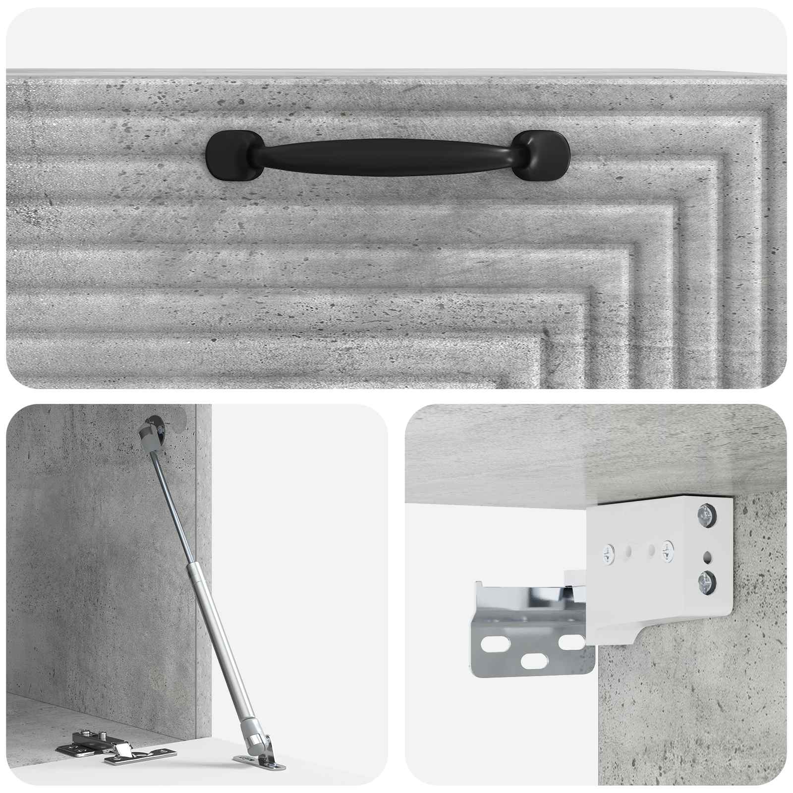 Wandbeugel TV-kast Betongrijs 59,5 x 41 x 30 cm Bewerkt hout