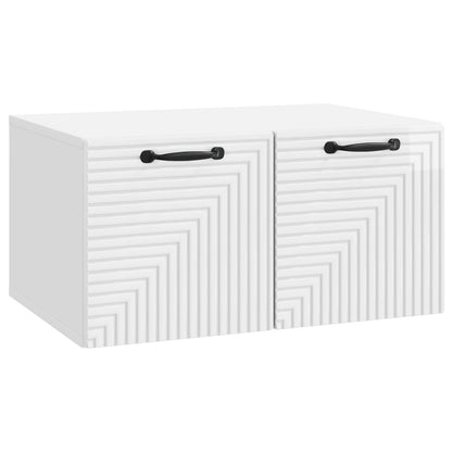 Wandbeugel TV-kast Hoogglans Wit 59,5 x 41 x 30 cm Bewerkt hout
