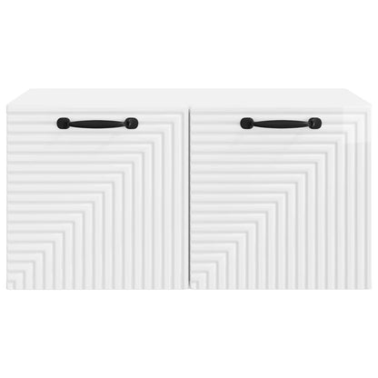 Wandbeugel TV-kast Hoogglans Wit 59,5 x 41 x 30 cm Bewerkt hout