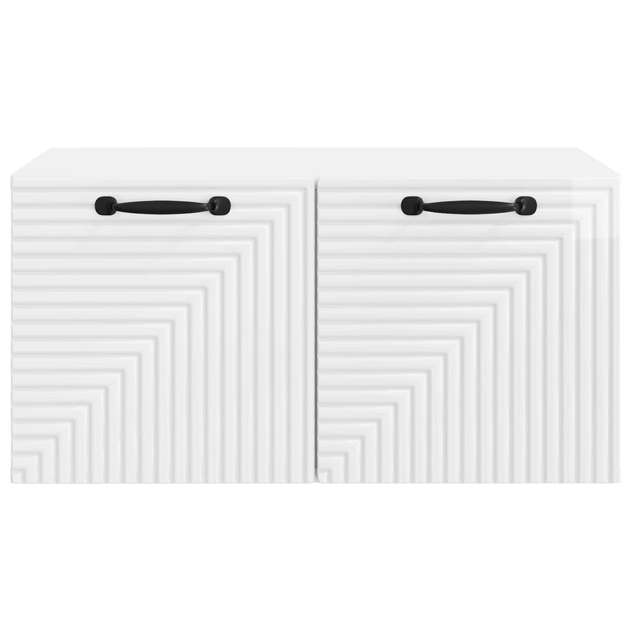 Wandbeugel TV-kast Hoogglans Wit 59,5 x 41 x 30 cm Bewerkt hout