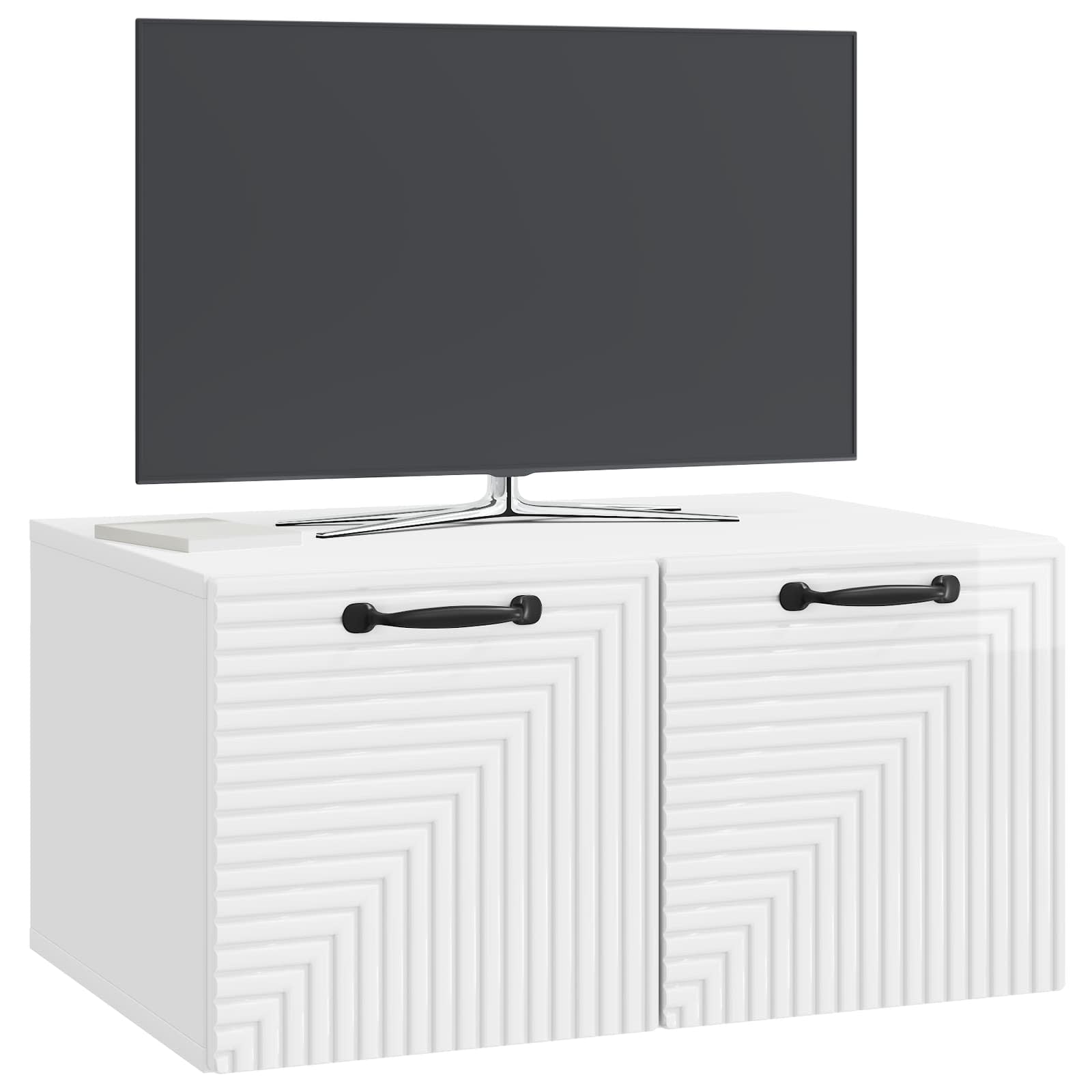 Wandbeugel TV-kast Hoogglans Wit 59,5 x 41 x 30 cm Bewerkt hout