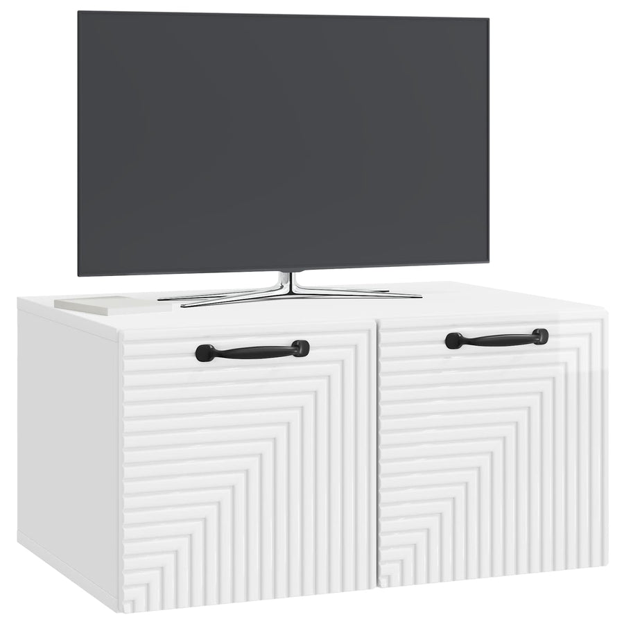 Wandbeugel TV-kast Hoogglans Wit 59,5 x 41 x 30 cm Bewerkt hout