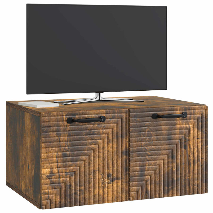 Wandbeugel TV-kast Gerookt eiken 59,5 x 41 x 30 cm Bewerkt hout