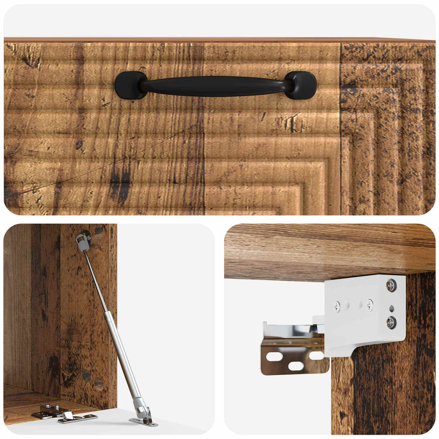Wandbeugel TV-kast Oud hout 59,5 x 41 x 30 cm Bewerkt hout