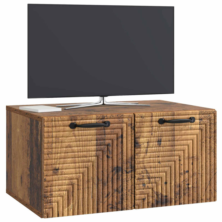 Wandbeugel TV-kast Oud hout 59,5 x 41 x 30 cm Bewerkt hout
