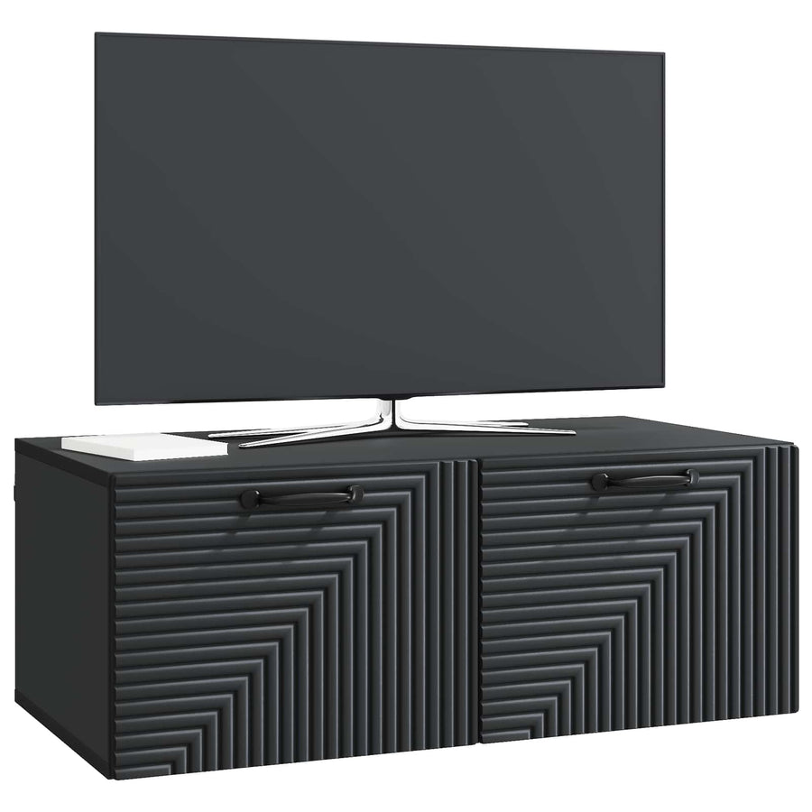 Wandbeugel TV-kast Zwart 78,5 x 41 x 30 cm Bewerkt hout