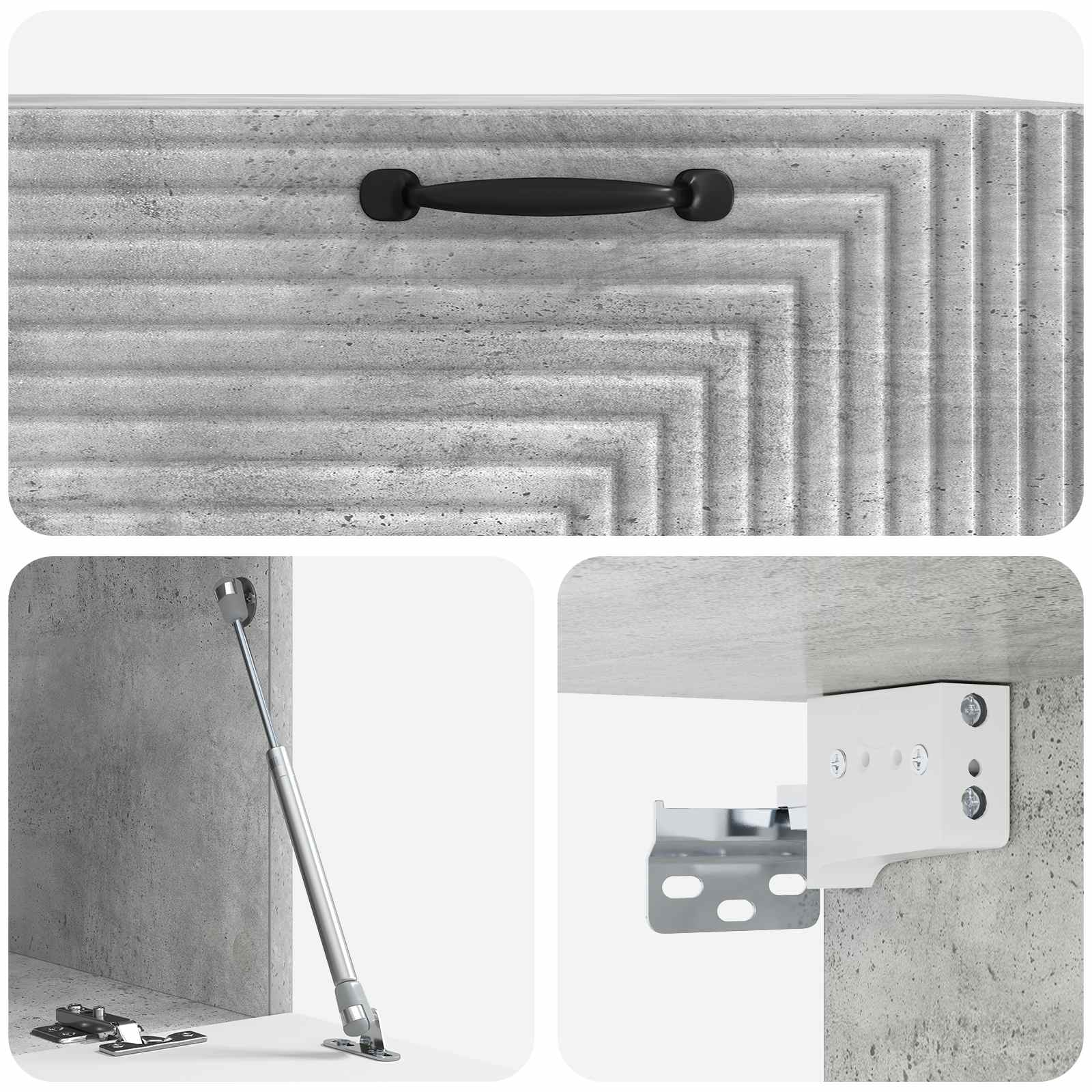 Wandbeugel TV-kast Betongrijs 78,5 x 41 x 30 cm Bewerkt hout