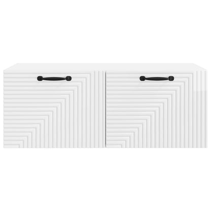 Wandbeugel TV-kast Hoogglans Wit 78,5 x 41 x 30 cm Bewerkt hout