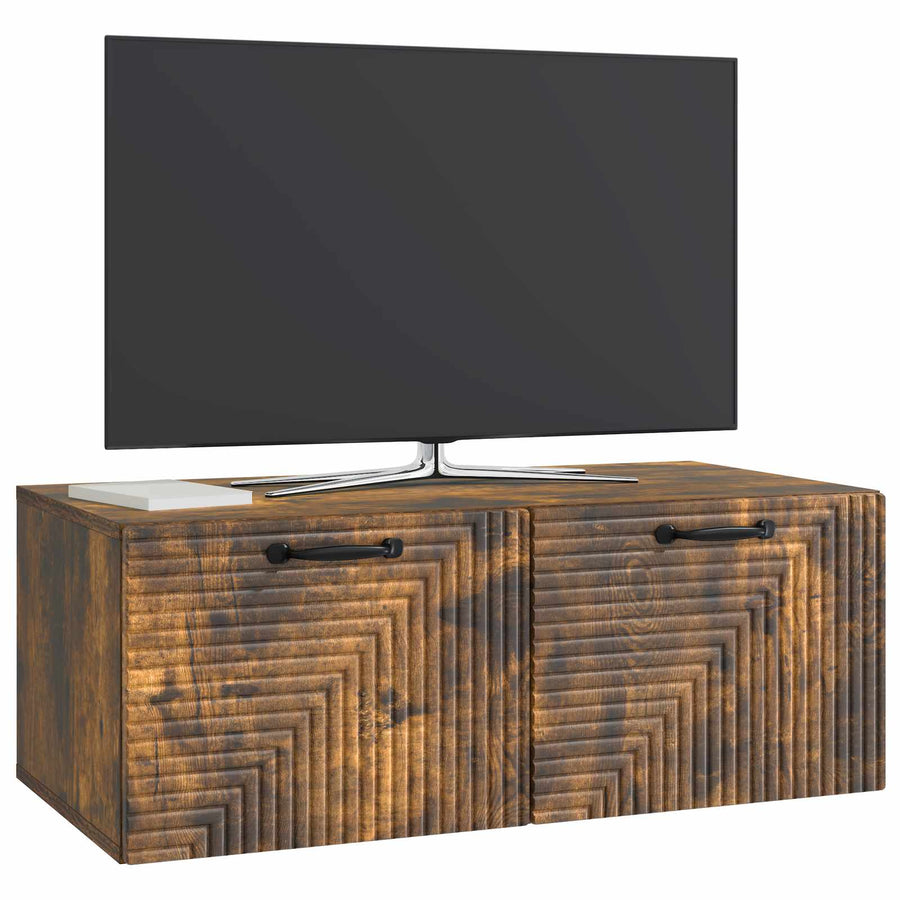 Wandbeugel TV-kast Gerookt eiken 78,5 x 41 x 30 cm Bewerkt hout