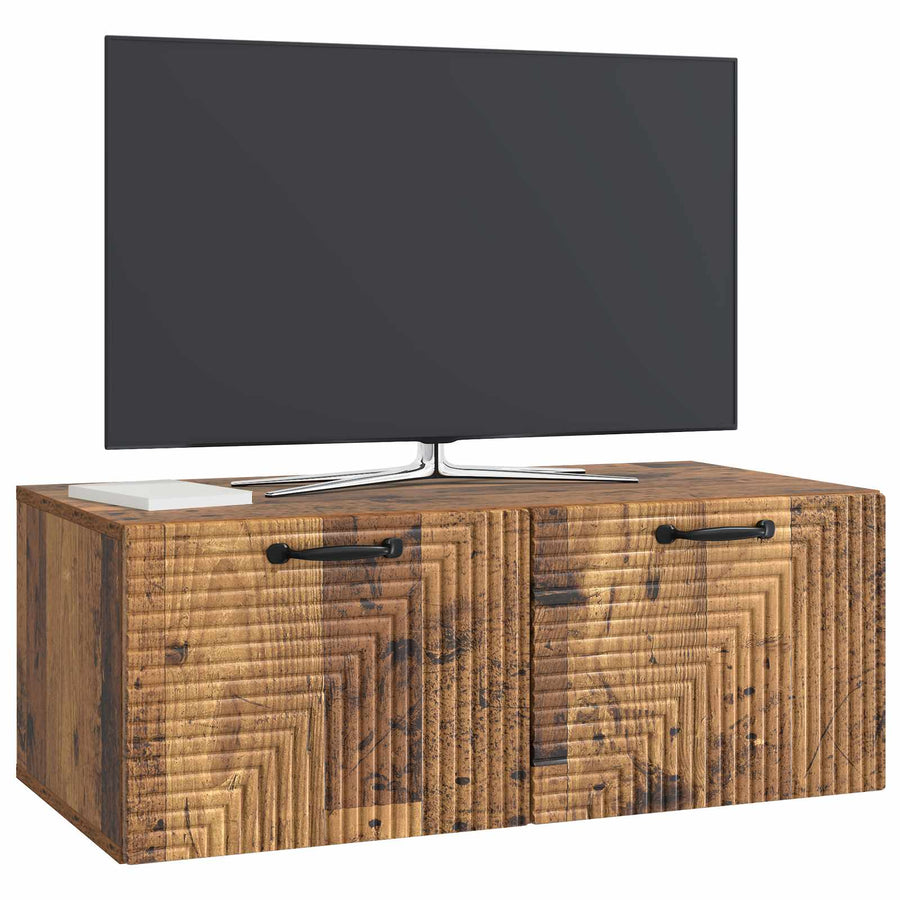 Wandbeugel TV-kast Oud hout 78,5 x 41 x 30 cm Bewerkt hout
