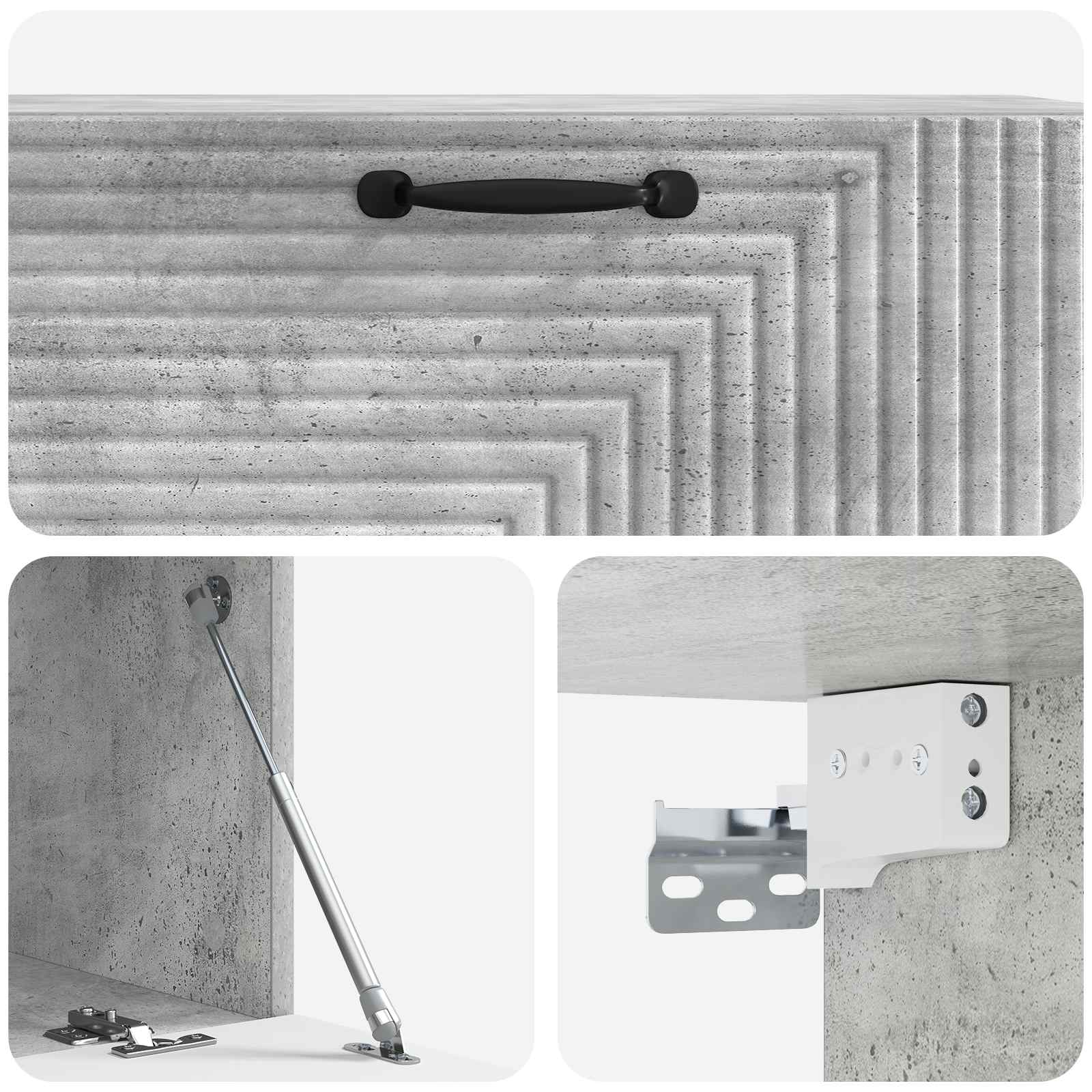 Wandbeugel TV-kast Betongrijs 98 x 41 x 30 cm Bewerkt hout