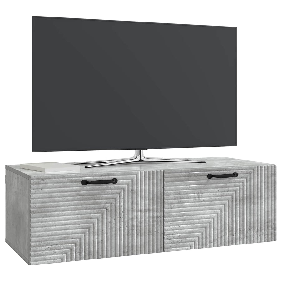 Wandbeugel TV-kast Betongrijs 98 x 41 x 30 cm Bewerkt hout