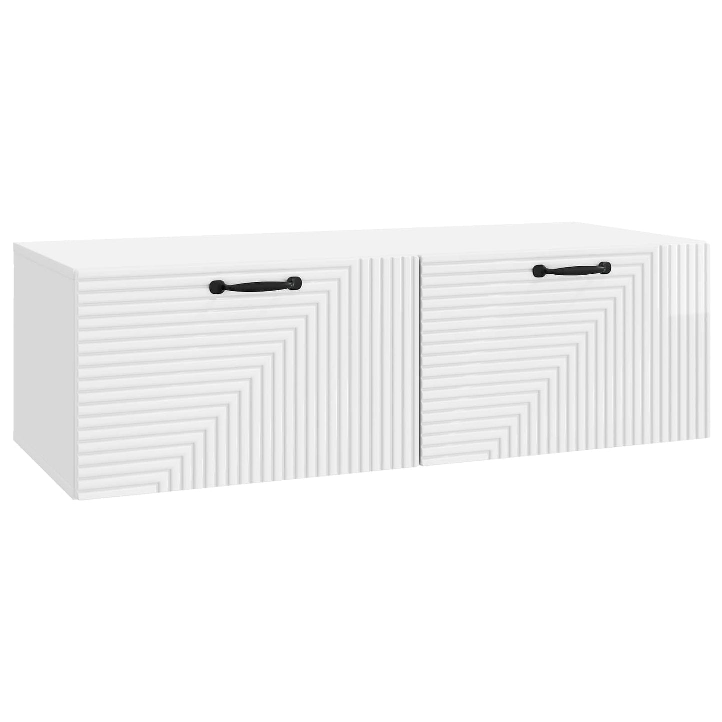Wandbeugel TV-kast Hoogglans Wit 98 x 41 x 30 cm Bewerkt hout