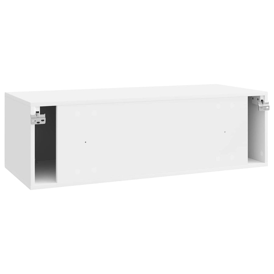Wandbeugel TV-kast Hoogglans Wit 98 x 41 x 30 cm Bewerkt hout