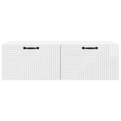 Wandbeugel TV-kast Hoogglans Wit 98 x 41 x 30 cm Bewerkt hout