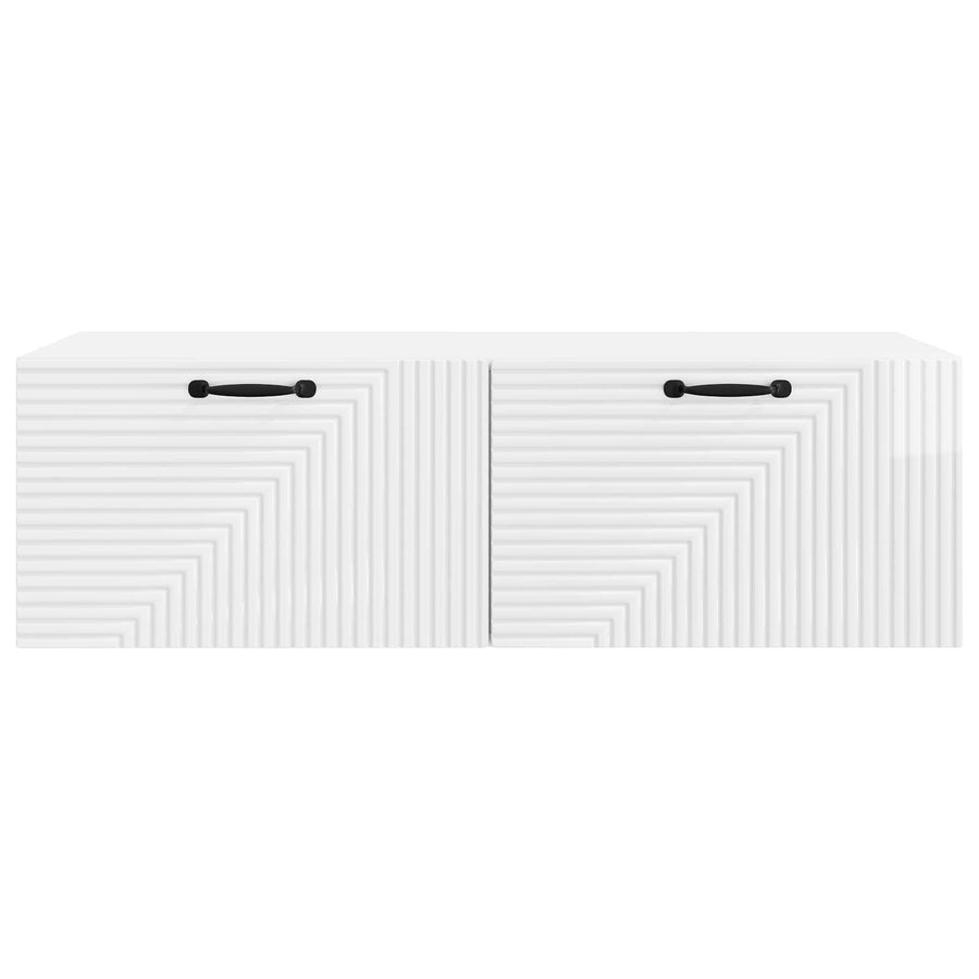 Wandbeugel TV-kast Hoogglans Wit 98 x 41 x 30 cm Bewerkt hout