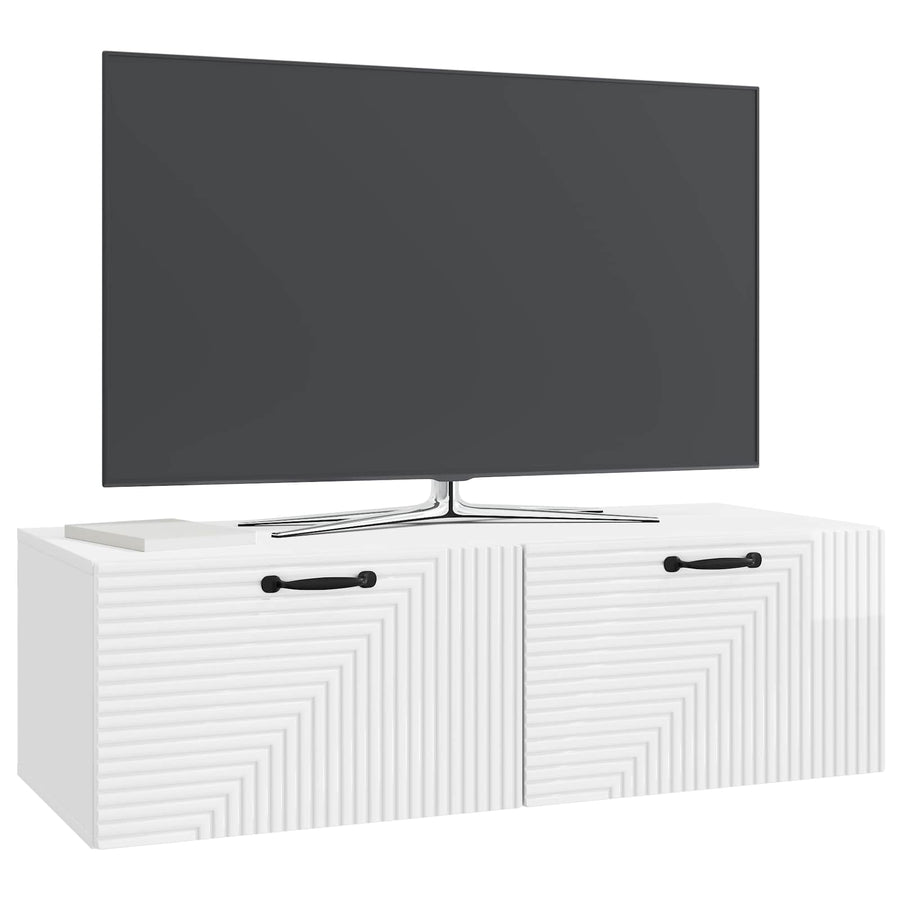 Wandbeugel TV-kast Hoogglans Wit 98 x 41 x 30 cm Bewerkt hout
