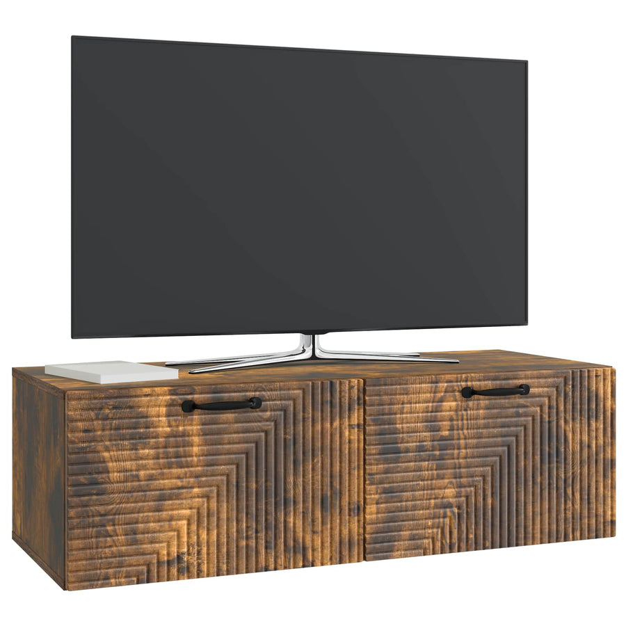 Wandbeugel TV-kast Gerookt eiken 98 x 41 x 30 cm Bewerkt hout
