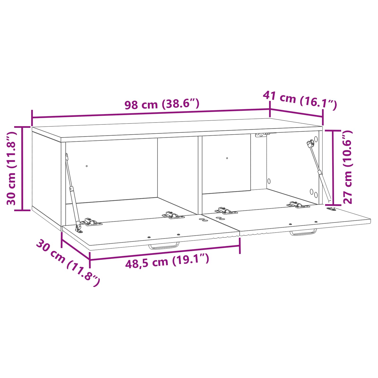 Wandbeugel TV-kast Gerookt eiken 98 x 41 x 30 cm Bewerkt hout
