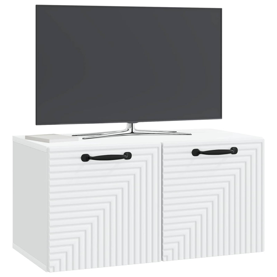 Wandbeugel TV-kast Wit 59,5 x 31 x 30 cm Bewerkt hout