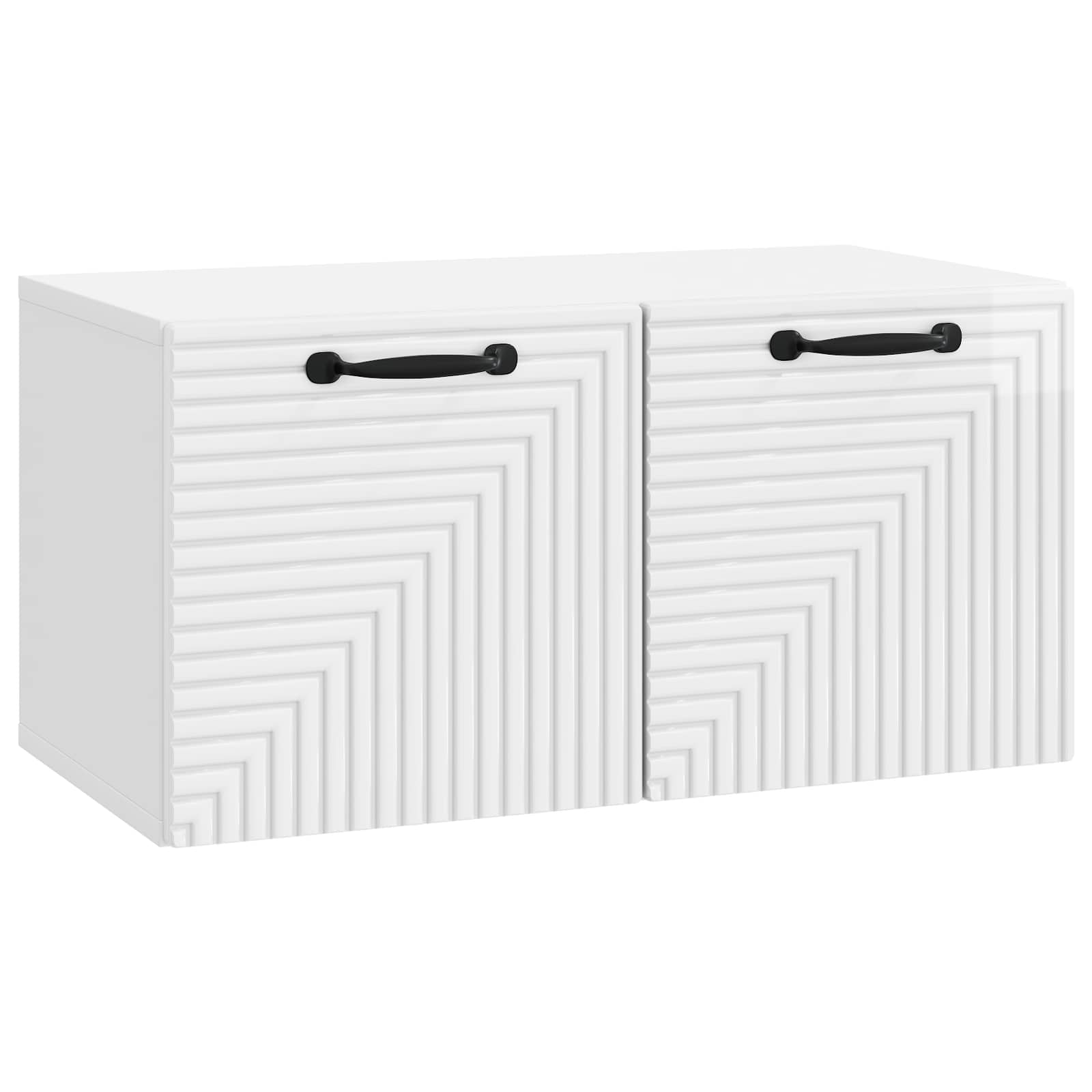 Wandbeugel TV-kast Hoogglans Wit 59,5 x 31 x 30 cm Bewerkt hout