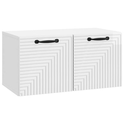Wandbeugel TV-kast Hoogglans Wit 59,5 x 31 x 30 cm Bewerkt hout
