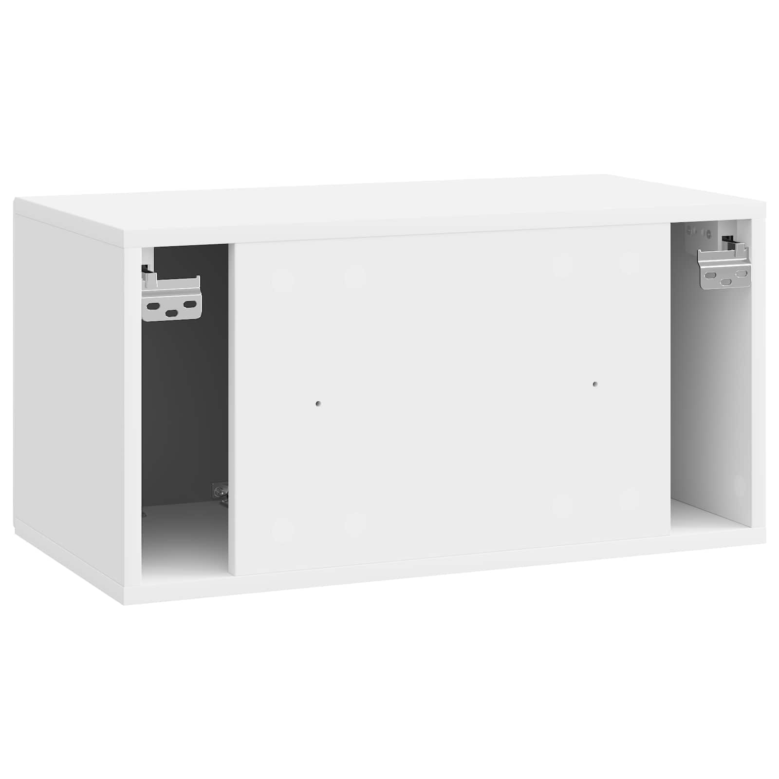 Wandbeugel TV-kast Hoogglans Wit 59,5 x 31 x 30 cm Bewerkt hout