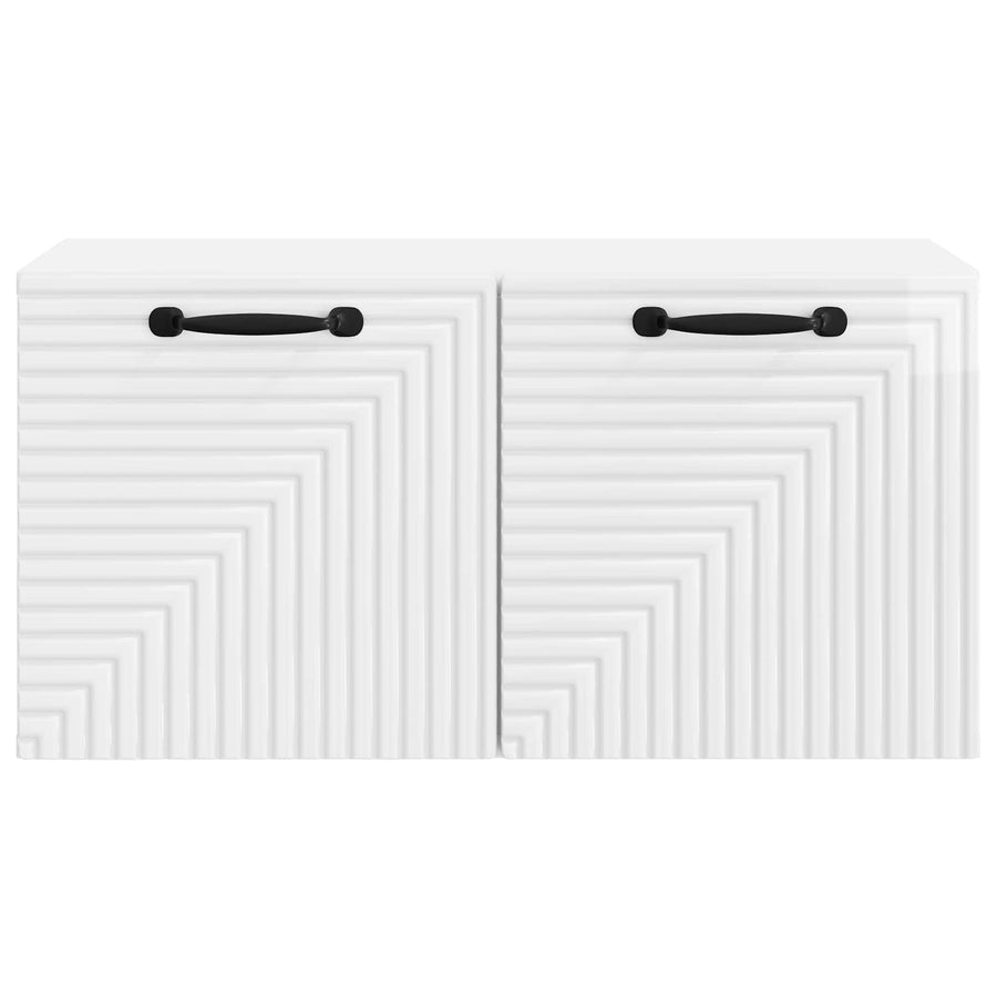 Wandbeugel TV-kast Hoogglans Wit 59,5 x 31 x 30 cm Bewerkt hout