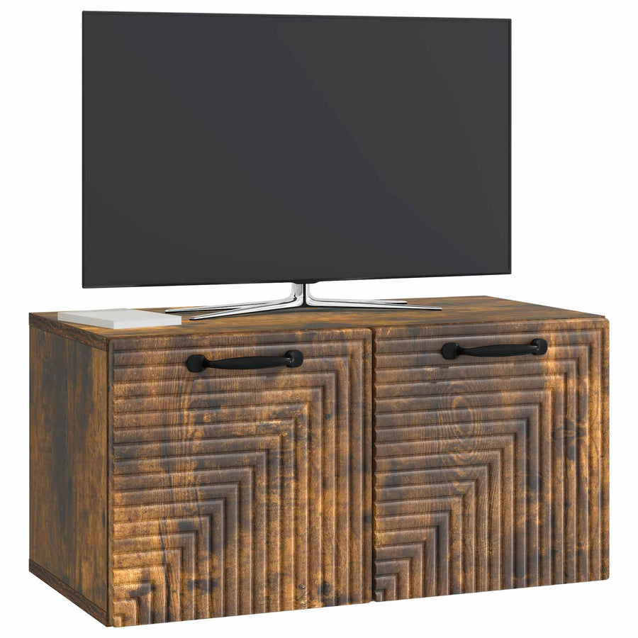 Wandbeugel TV-kast Gerookt eiken 59,5 x 31 x 30 cm Bewerkt hout