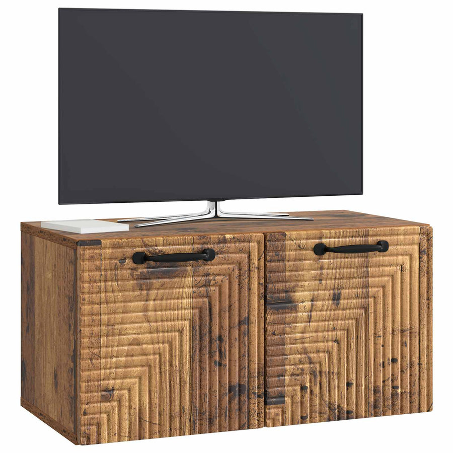 Wandbeugel TV-kast Oud hout 59,5 x 31 x 30 cm Bewerkt hout
