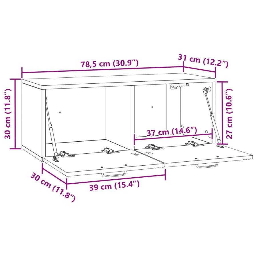 Wandbeugel TV-kast Sonoma Eiken 78,5 x 31 x 30 cm Bewerkt hout