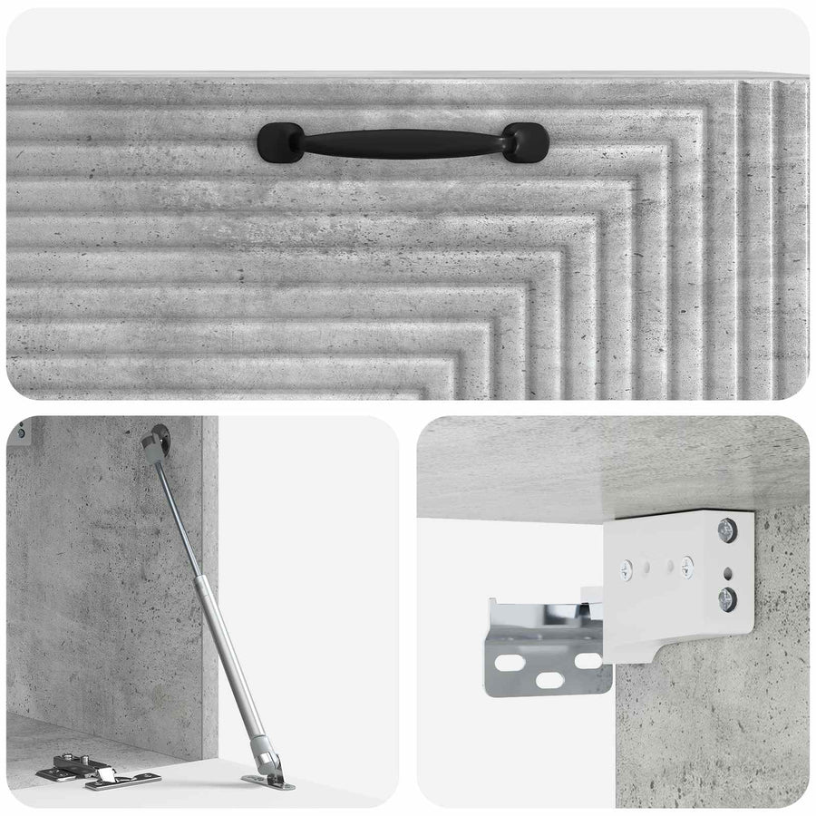 Wandbeugel TV-kast Betongrijs 78,5 x 31 x 30 cm Bewerkt hout